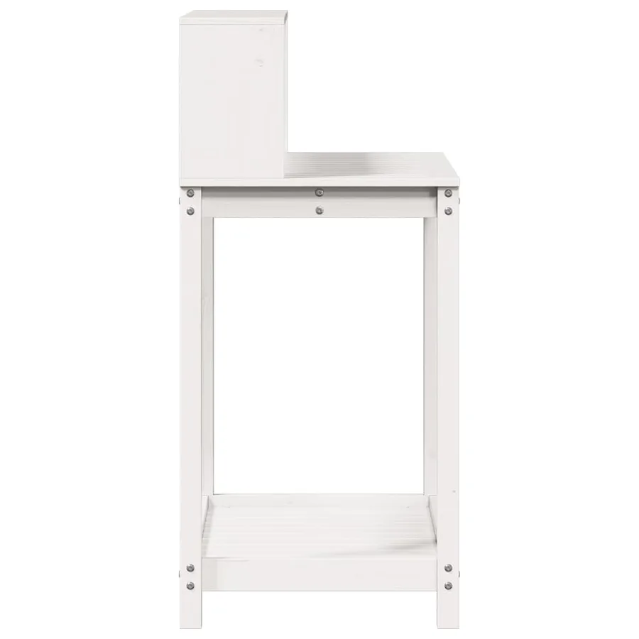 Table de rempotage avec étagères blanc bois massif de pin - 6