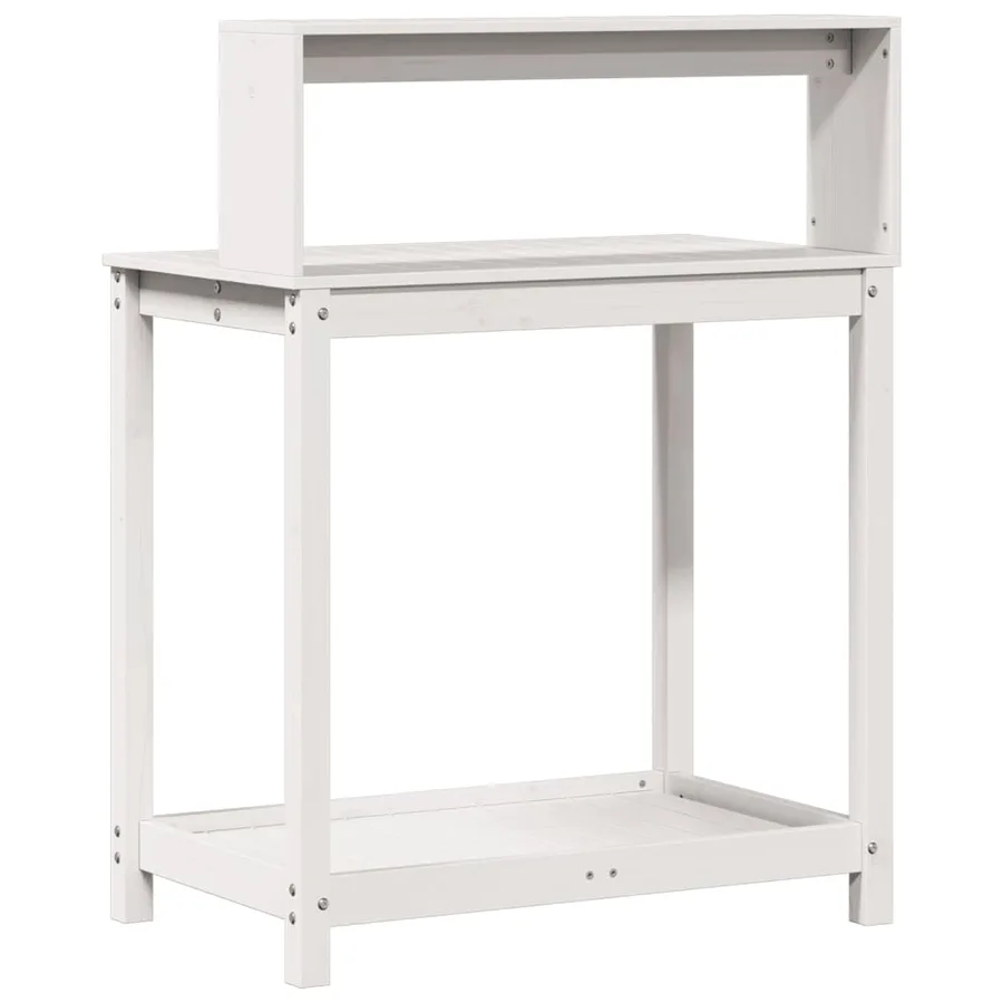 Table de rempotage avec étagères blanc bois massif de pin - 7
