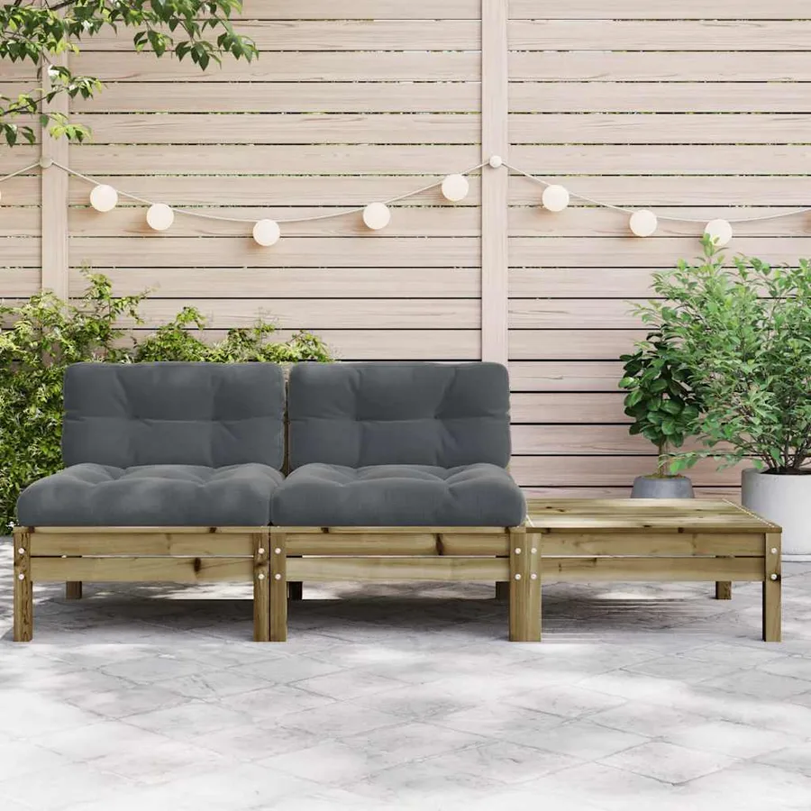 Canapé de jardin avec coussins et repose-pied 2 places - 3