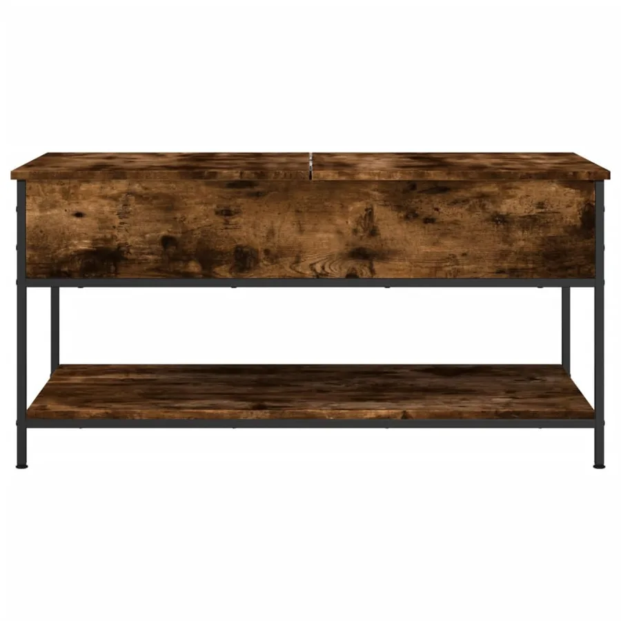 Table basse chêne fumé 100x50x50 cm bois d'ingénierie et métal - 5