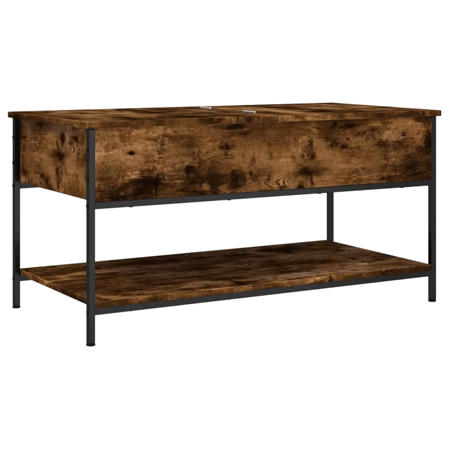 Table basse chêne fumé 100x50x50 cm bois d'ingénierie et métal - 7