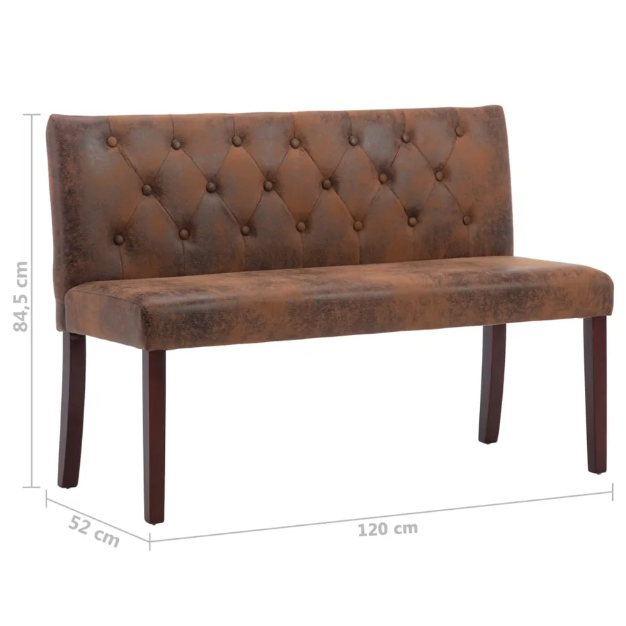 Banc 120 cm Marron Similicuir daim - 7