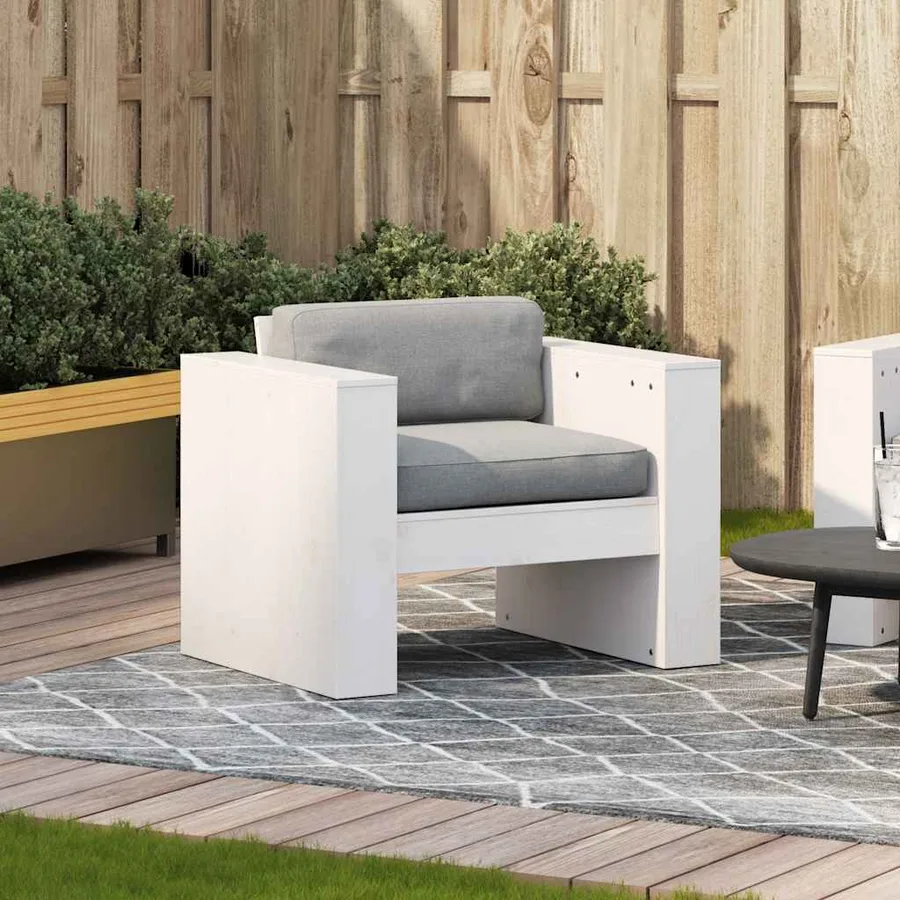 Canapé de jardin blanc 79x60x62 cm bois de pin massif - 3