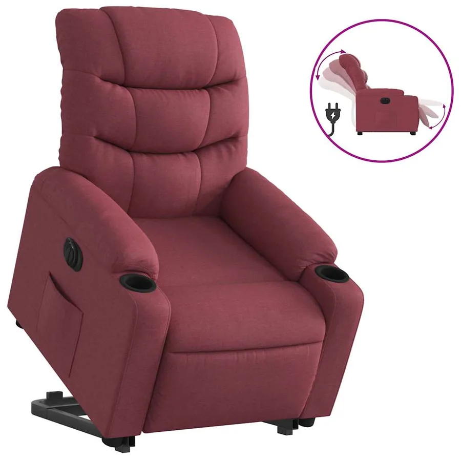 Fauteuil inclinable électrique rouge bordeaux tissu - 2