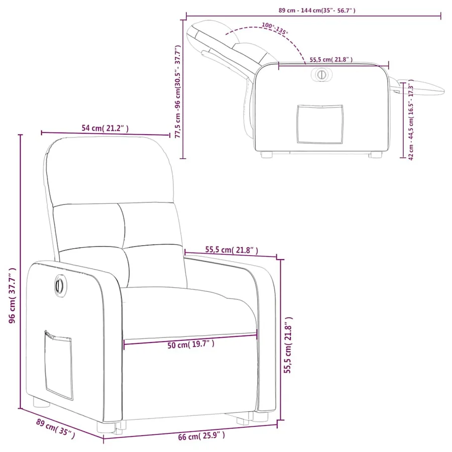Fauteuil inclinable électrique vert foncé tissu - 17