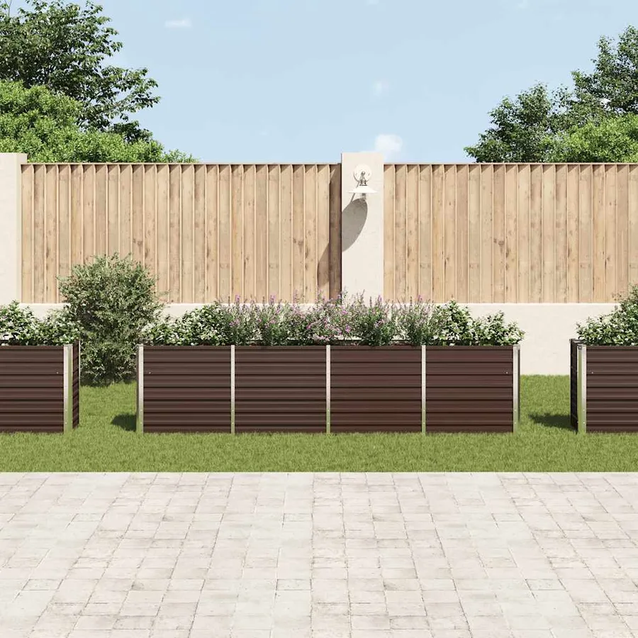 Jardinière 320x40x77 cm Acier galvanisé Marron - 3