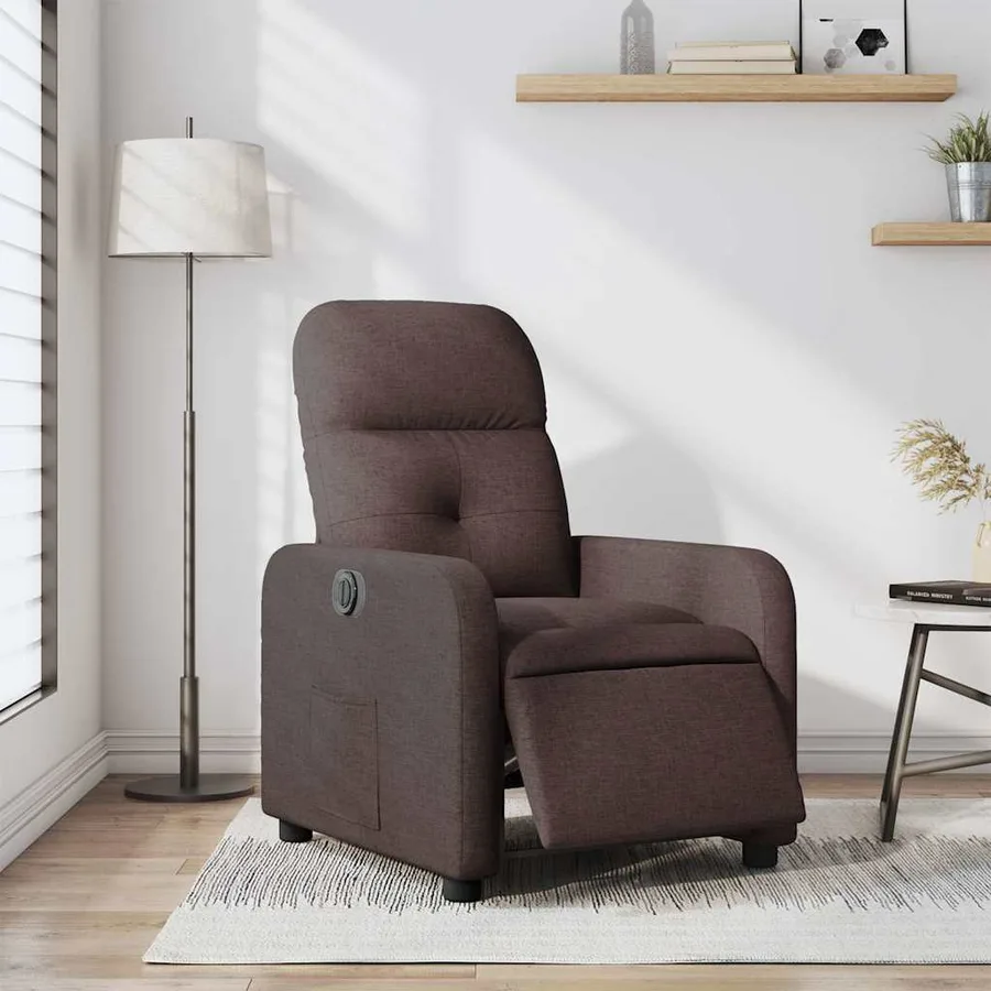 Fauteuil inclinable électrique Marron foncé Tissu - 16