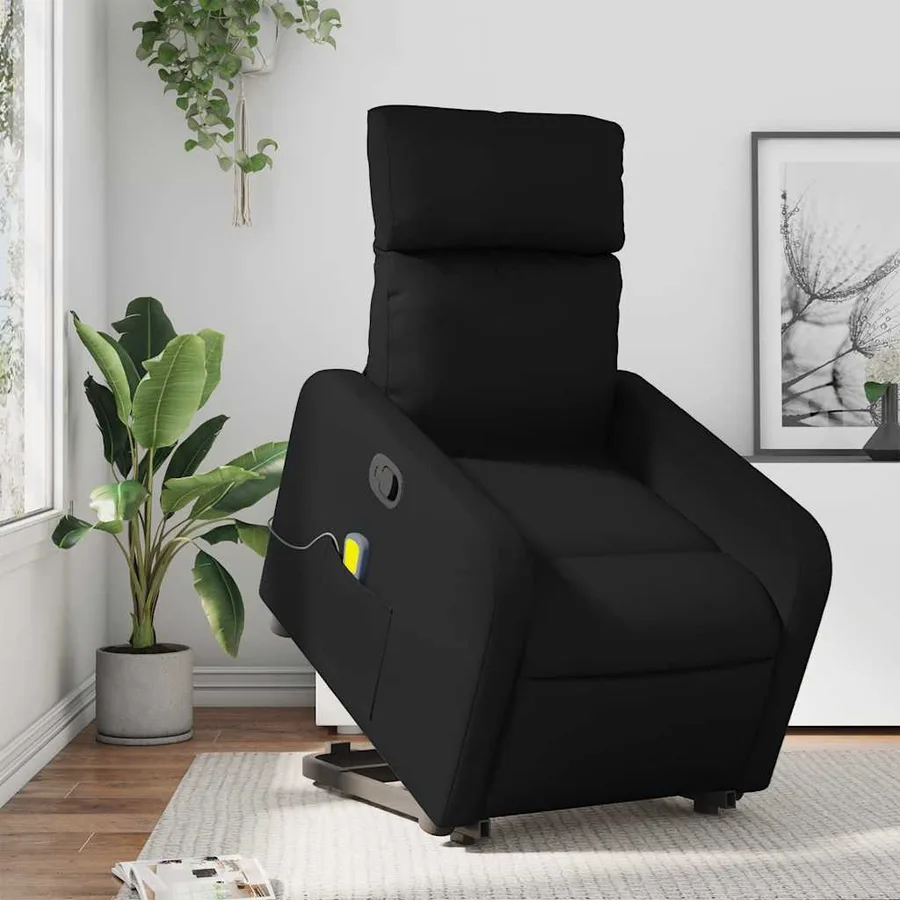 Fauteuil inclinable de massage Noir Similicuir - 15