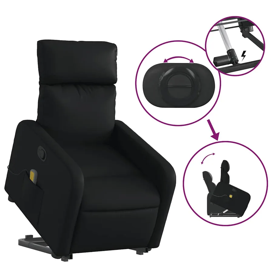Fauteuil inclinable de massage Noir Similicuir - 6