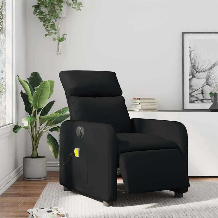 Fauteuil de massage inclinable électrique noir similicuir - 15