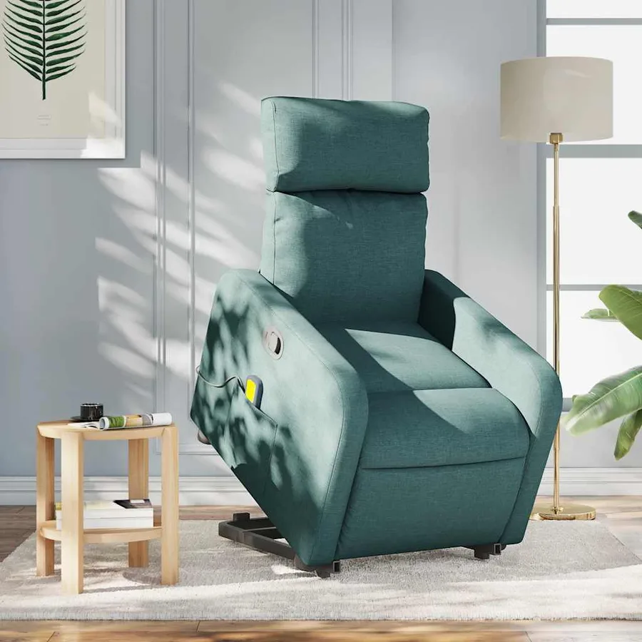 Fauteuil inclinable de massage Vert foncé Tissu - 15