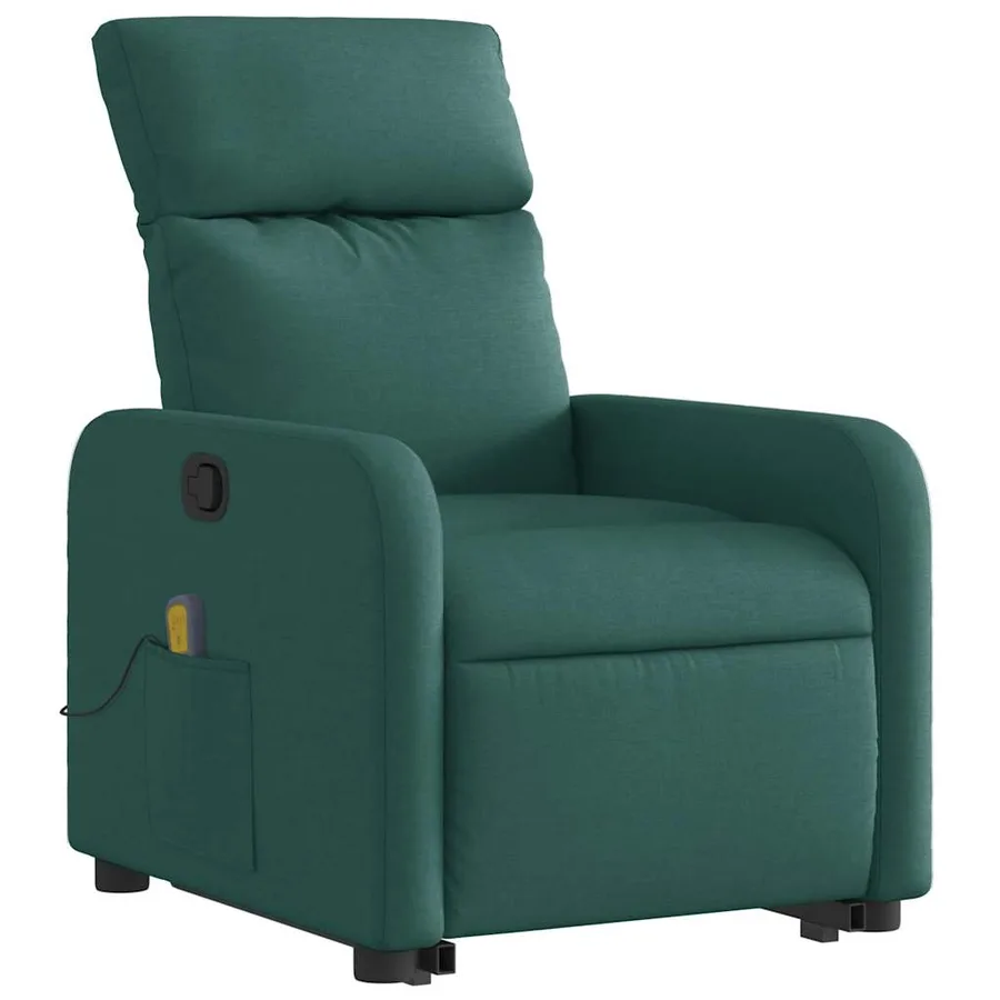 Fauteuil inclinable de massage Vert foncé Tissu - 4
