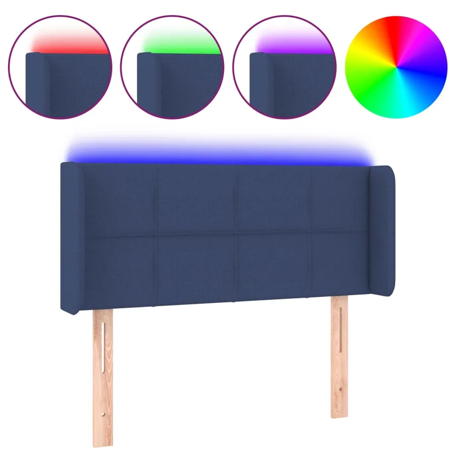 Tête de lit à LED Bleu 83x16x78/88 cm Tissu - 2
