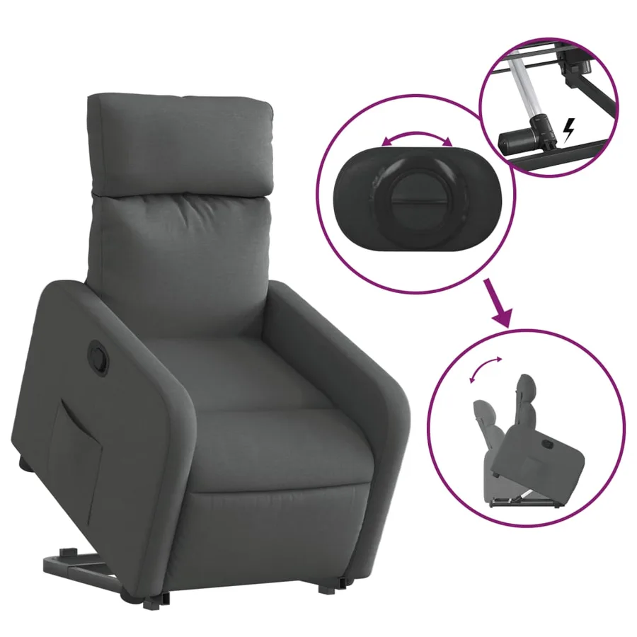 Fauteuil inclinable Gris foncé Tissu - 6