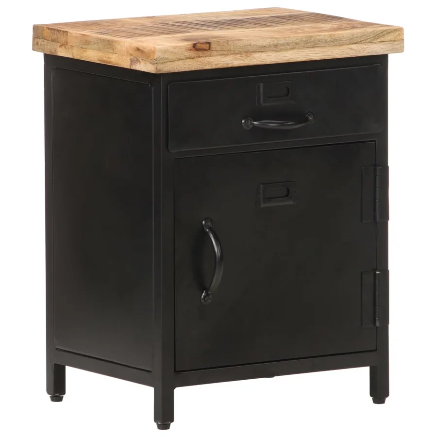 Table de chevet 40x30x52 cm Bois de manguier brut - 10