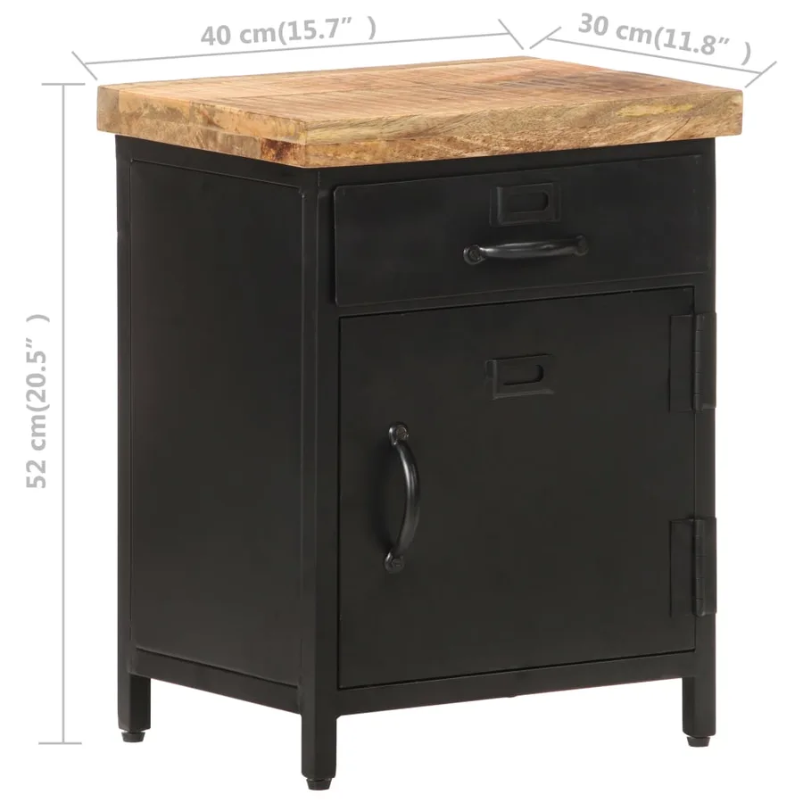 Table de chevet 40x30x52 cm Bois de manguier brut - 8