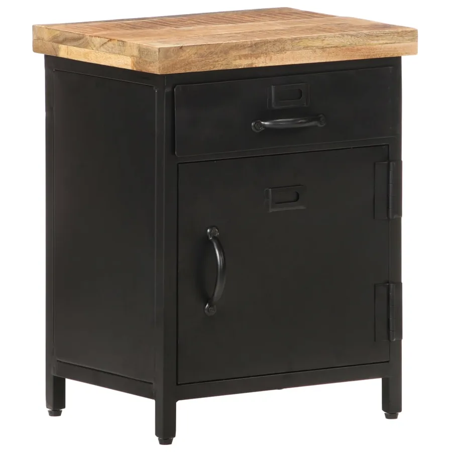 Table de chevet 40x30x52 cm Bois de manguier brut - 9
