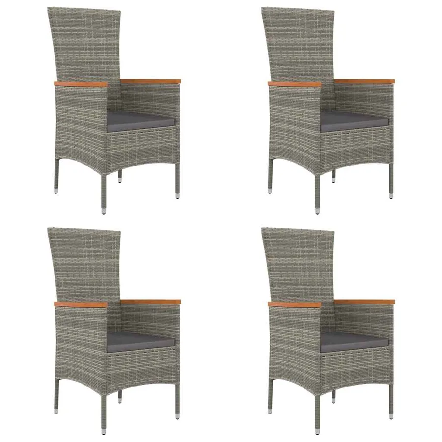 Chaises de jardin avec coussins lot de 4 Résine tressée Gris - 2
