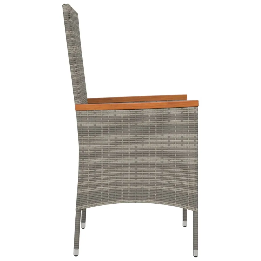 Chaises de jardin avec coussins lot de 4 Résine tressée Gris - 5