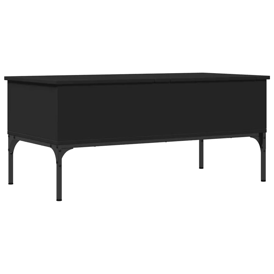 Table basse noir 100x50x45 cm bois d'ingénierie et métal - 2