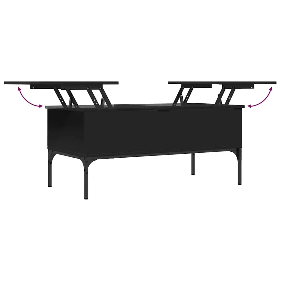 Table basse noir 100x50x45 cm bois d'ingénierie et métal - 8