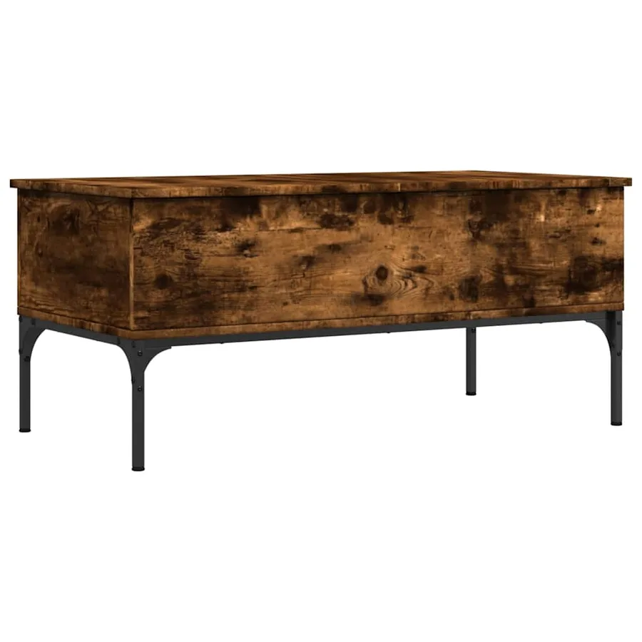 Table basse chêne fumé 100x50x45 cm bois d'ingénierie et métal - 7