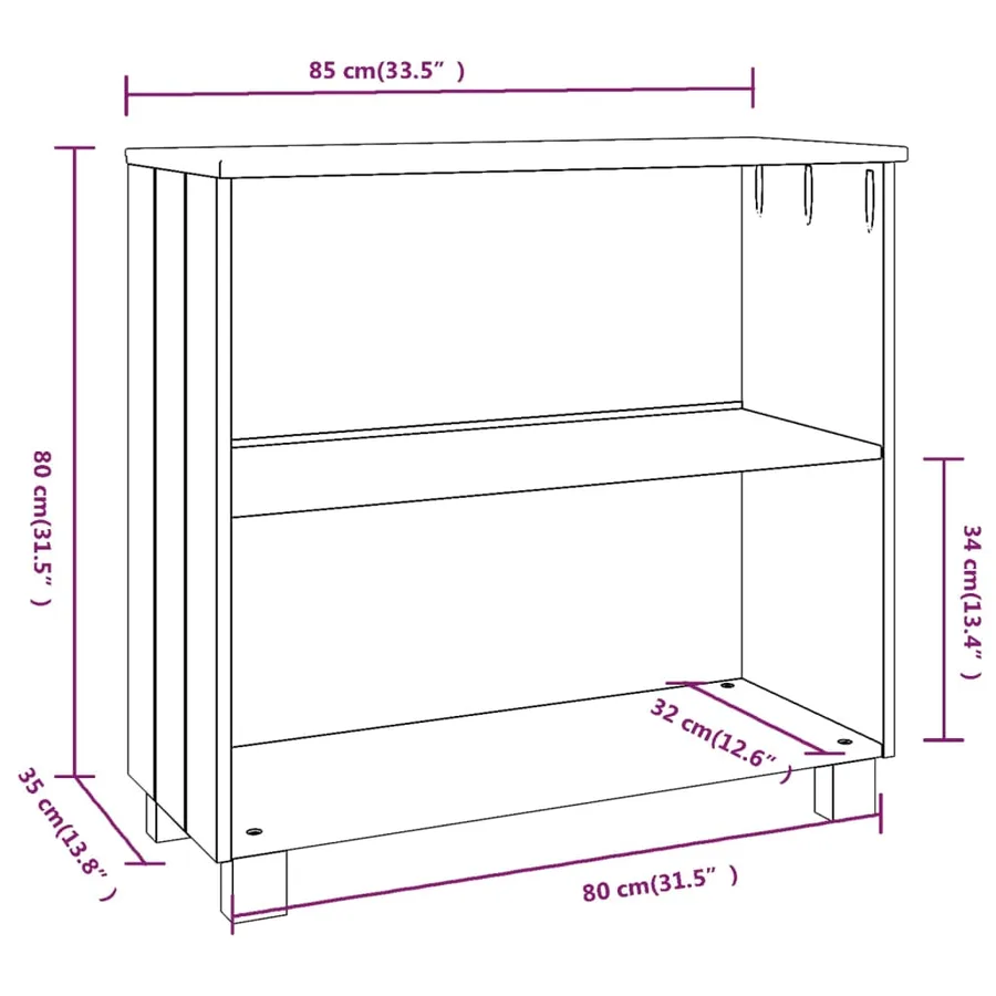 Buffet HAMAR Gris clair 85x35x80 cm Bois massif de pin - 7