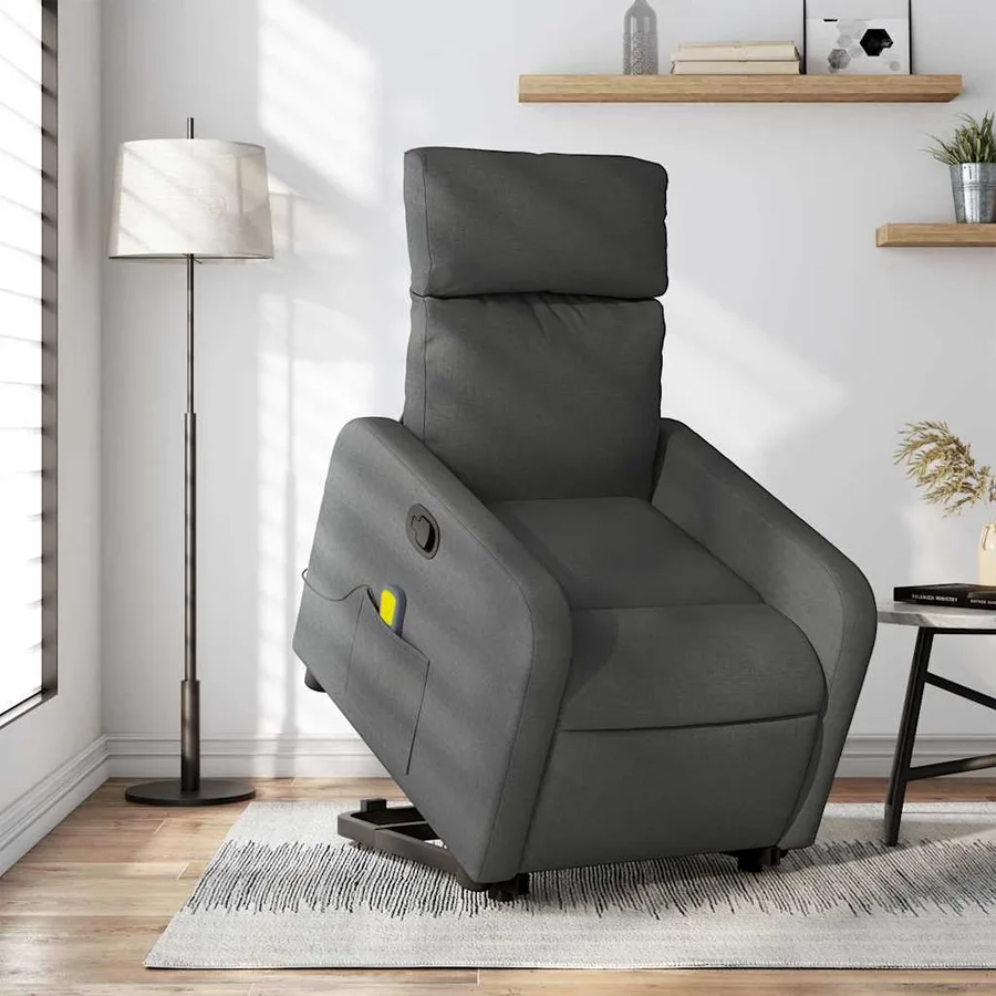 Fauteuil de massage inclinable Gris foncé Tissu - 16