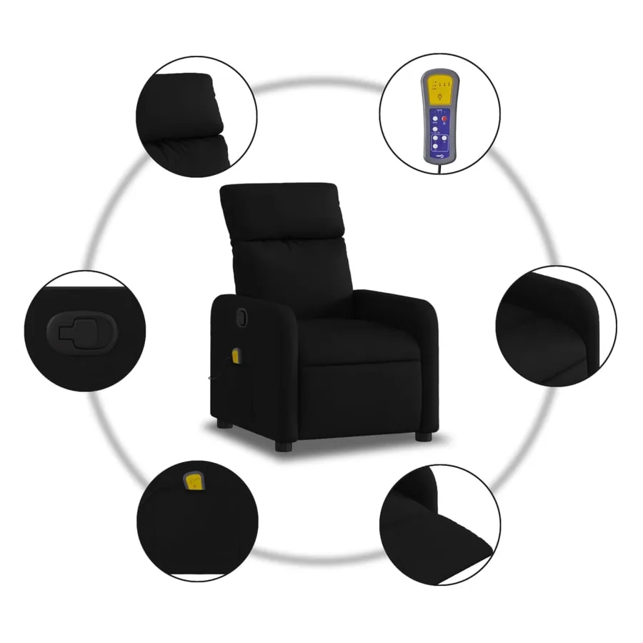 Fauteuil inclinable de massage en tissu noir - 6