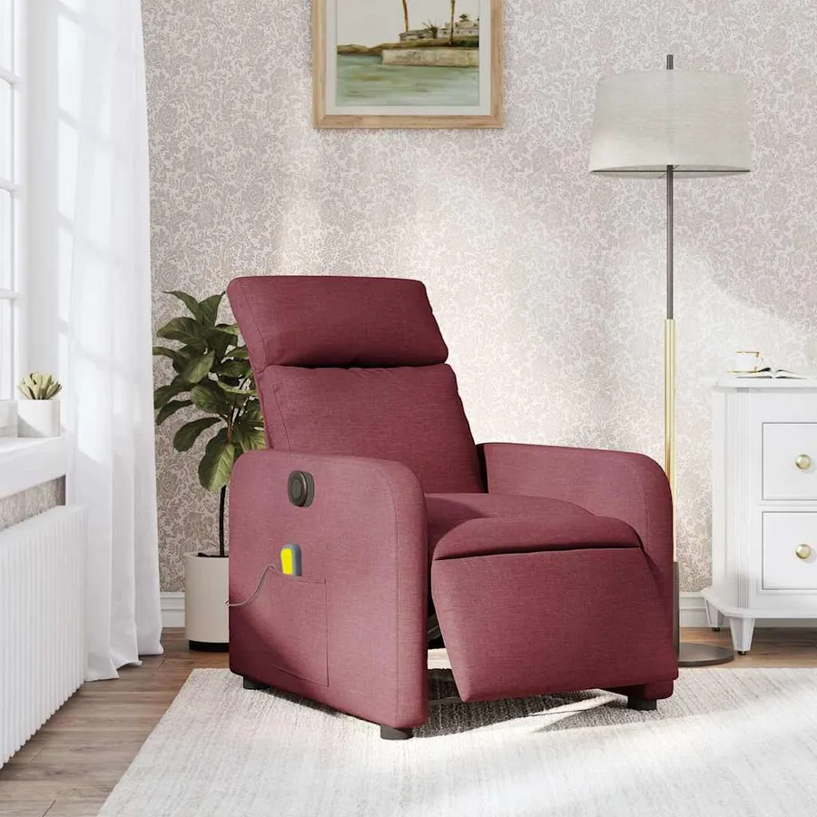 Fauteuil de massage inclinable électrique Rouge bordeaux Tissu - 16