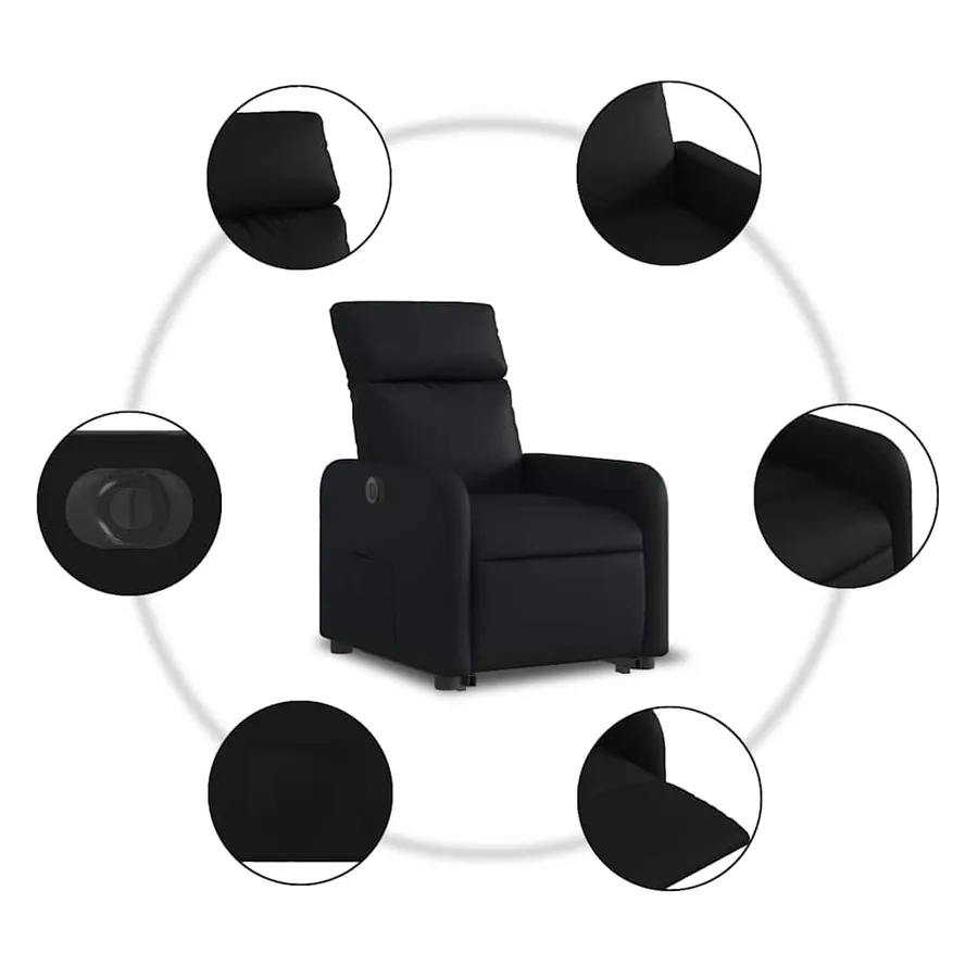Fauteuil inclinable électrique noir similicuir - 8