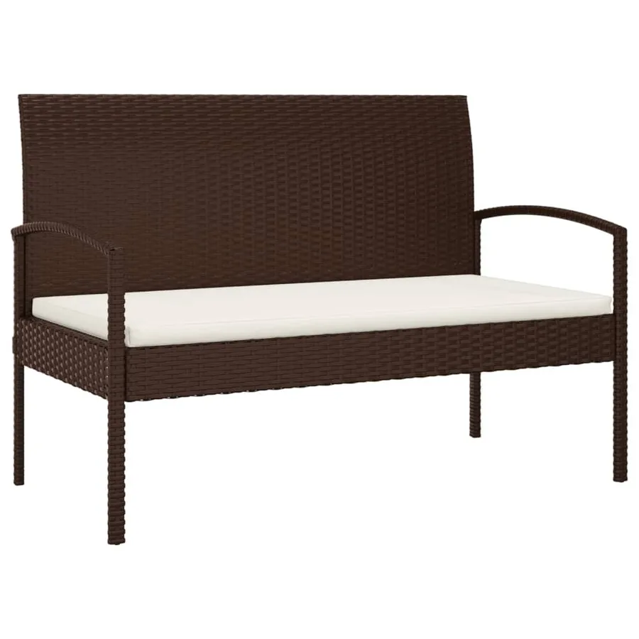 Banc de jardin avec coussin marron 105 cm résine tressée - 2