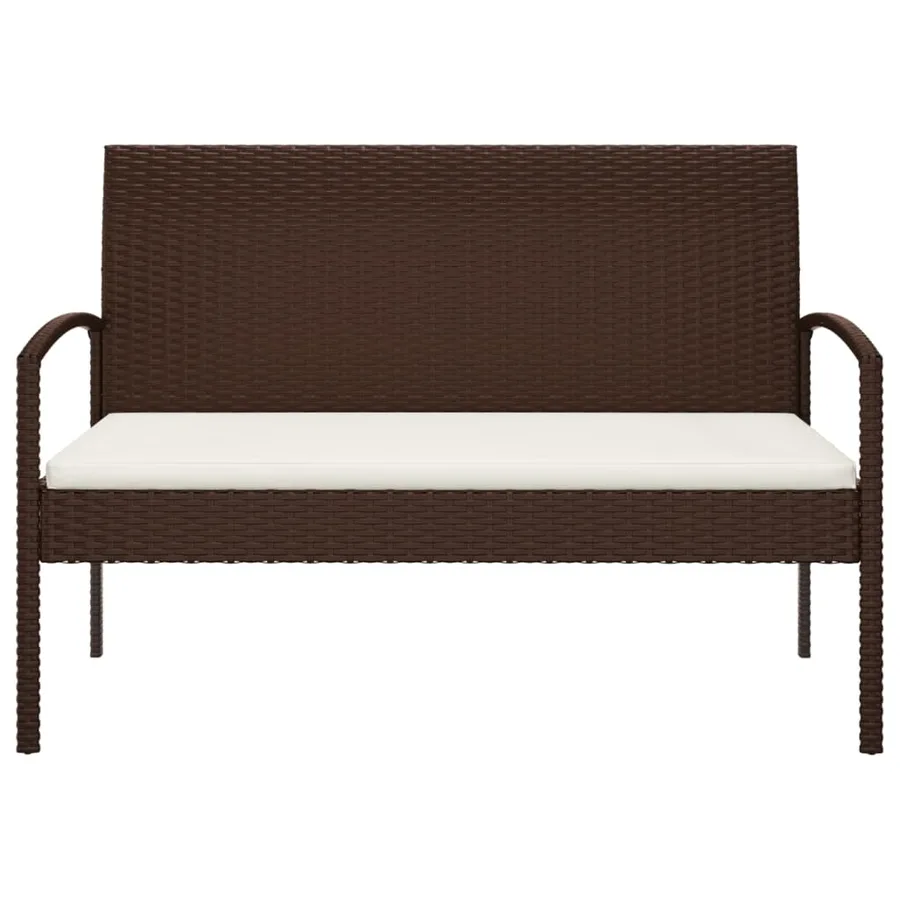 Banc de jardin avec coussin marron 105 cm résine tressée - 3