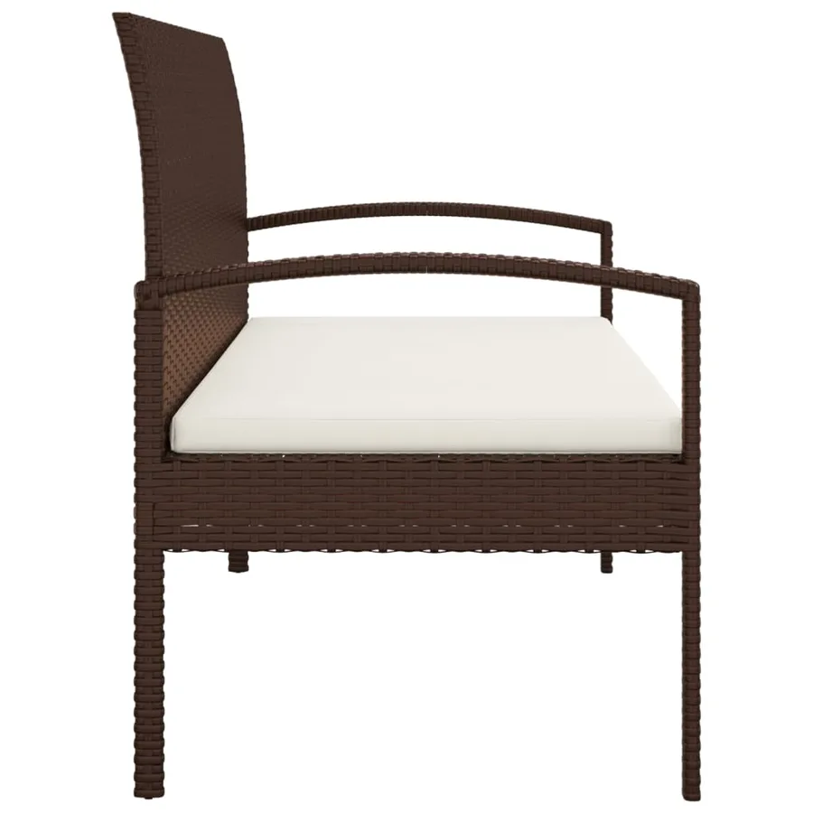 Banc de jardin avec coussin marron 105 cm résine tressée - 4