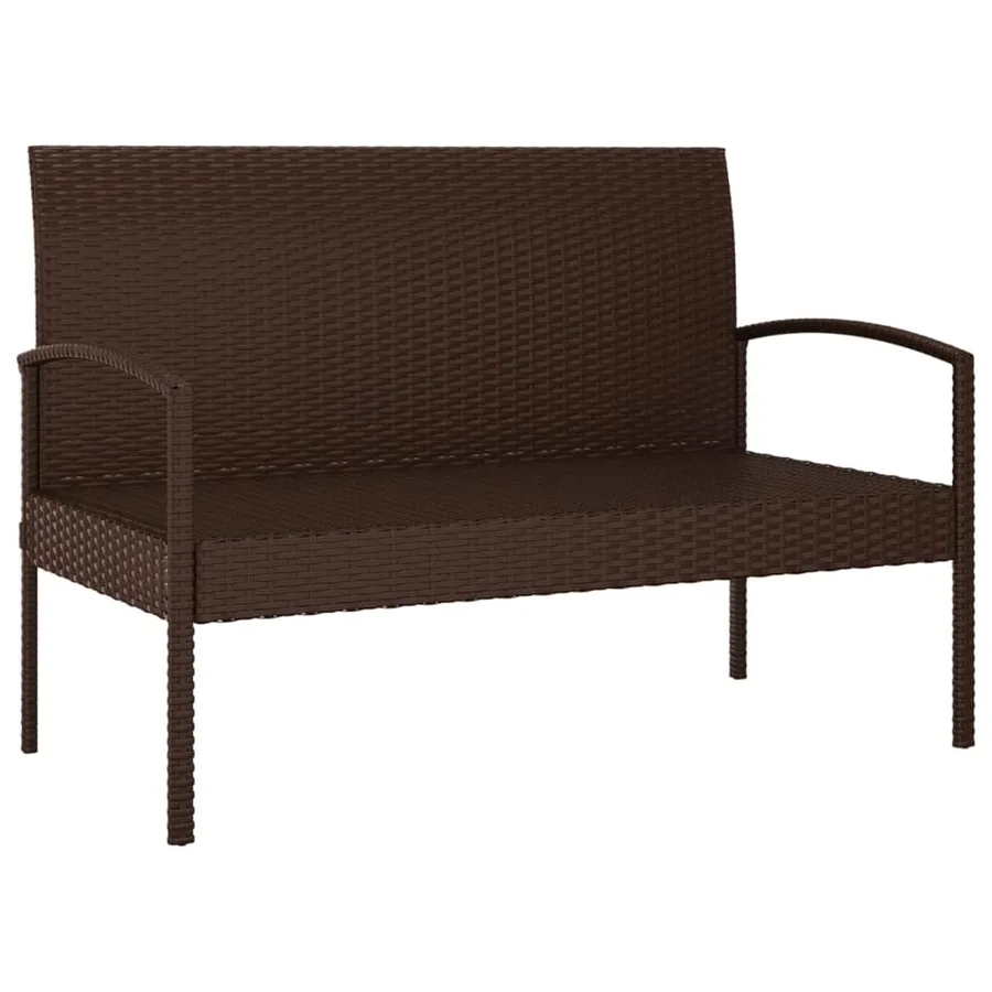 Banc de jardin avec coussin marron 105 cm résine tressée - 7
