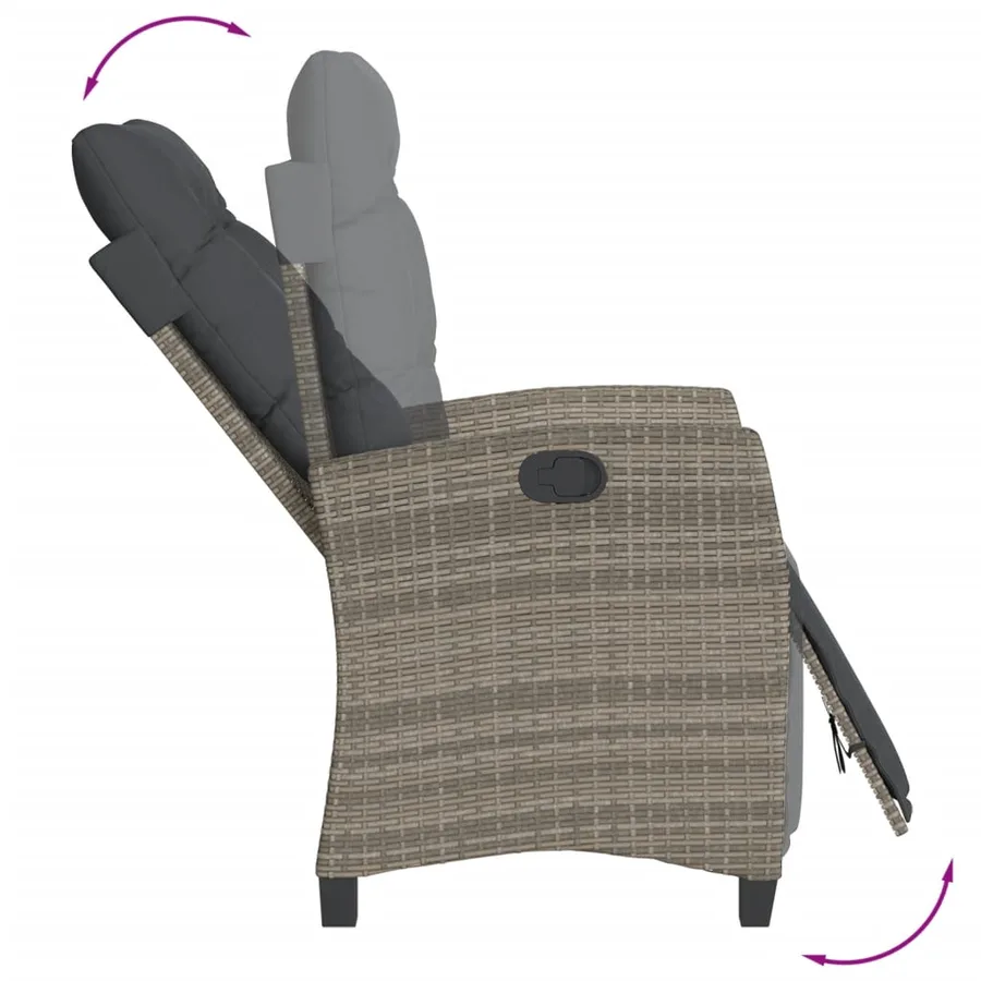 Chaises inclinables de jardin lot de 2 et repose-pied rotin - 8