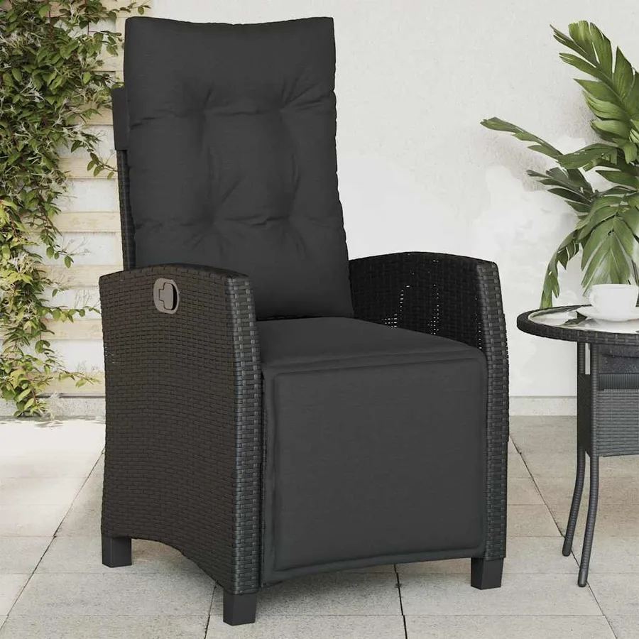 Chaises inclinables de jardin lot de 2 repose-pied noir rotin - 3