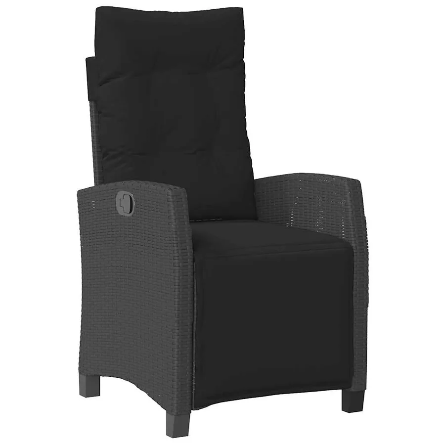 Chaises inclinables de jardin lot de 2 repose-pied noir rotin - 4