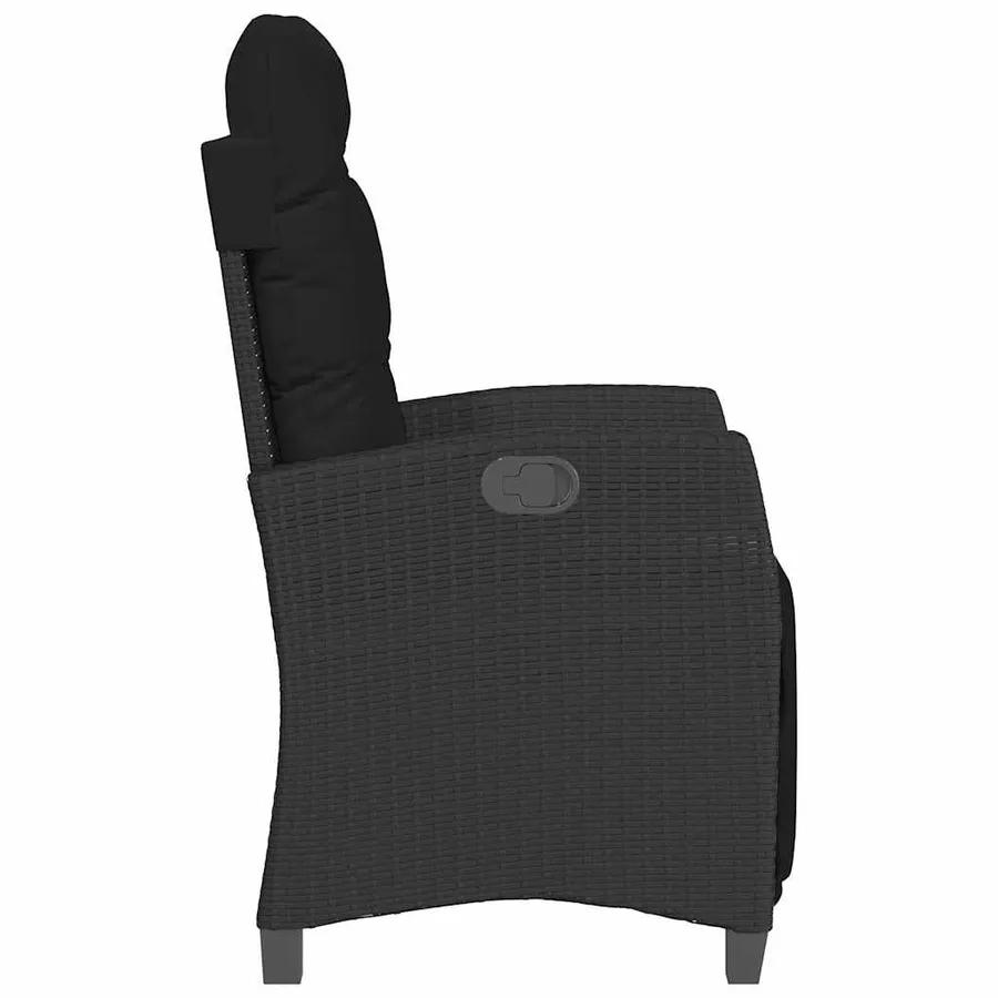 Chaises inclinables de jardin lot de 2 repose-pied noir rotin - 6