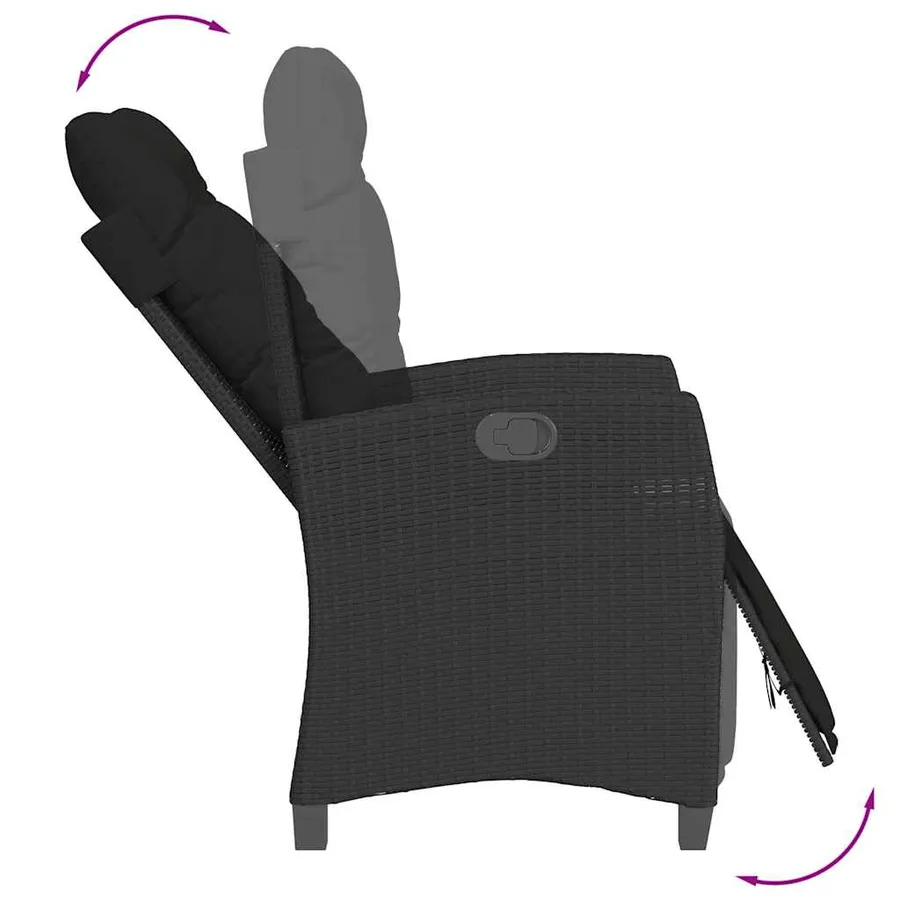 Chaises inclinables de jardin lot de 2 repose-pied noir rotin - 8
