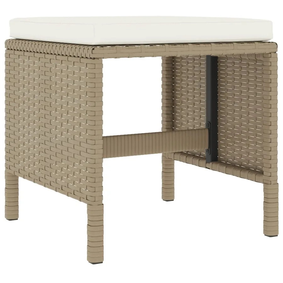 Ensemble à manger de jardin avec coussins 6pcs beige poly rotin - 10