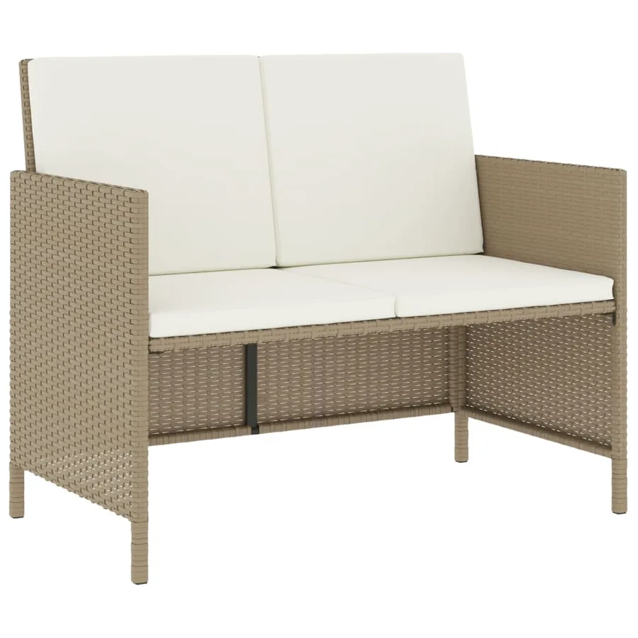 Ensemble à manger de jardin avec coussins 6pcs beige poly rotin - 6