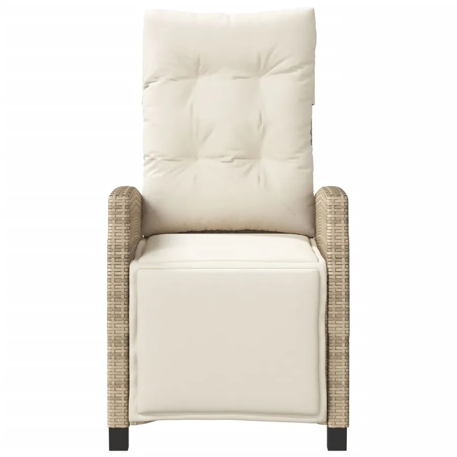 Chaise inclinable de jardin et repose-pied beige résine tressée - 4