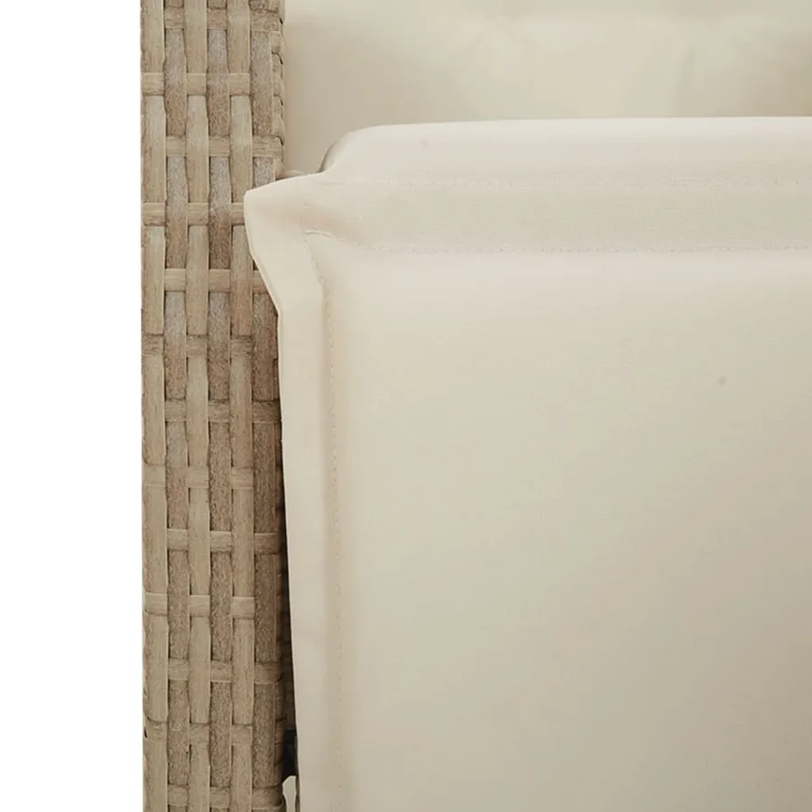 Chaise inclinable de jardin et repose-pied beige résine tressée - 9