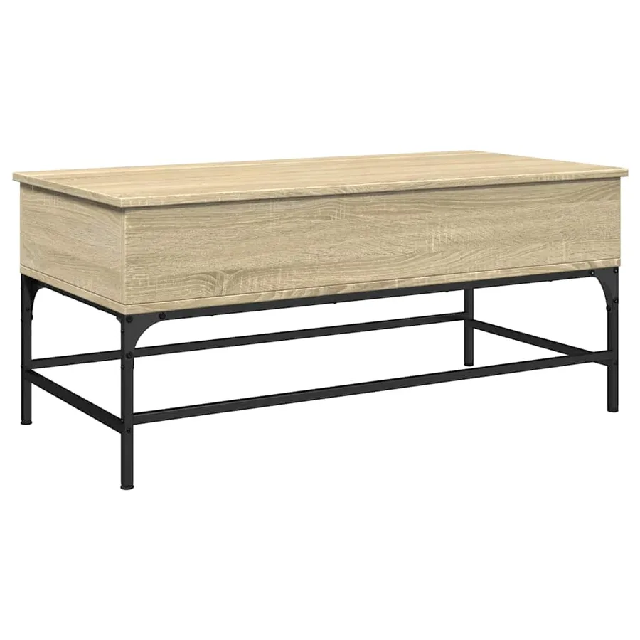 Table basse chêne sonoma 100x50x45cm bois d'ingénierie et métal - 7