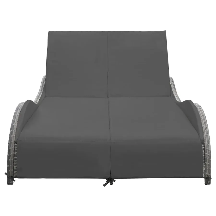 Chaise longue double avec coussin Résine tressée Anthracite - 2