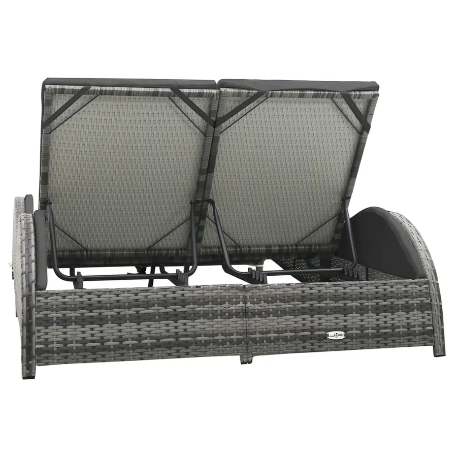 Chaise longue double avec coussin Résine tressée Anthracite - 3