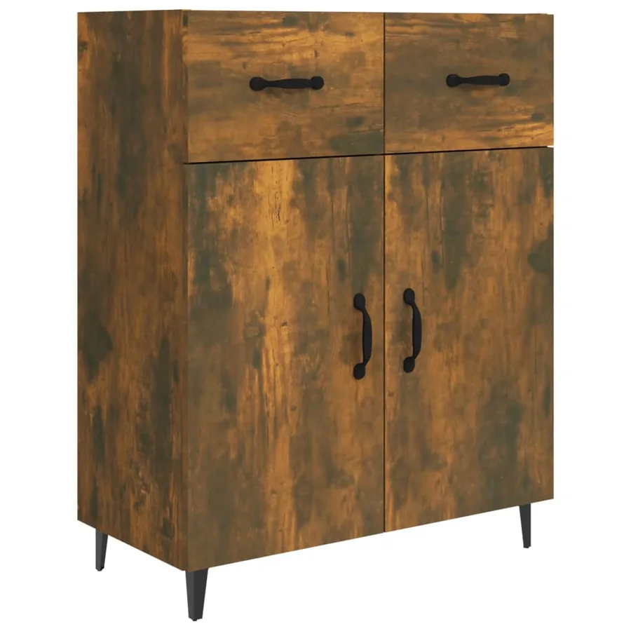 Buffet chêne fumé 69,5x34x90 cm bois d'ingénierie - 2