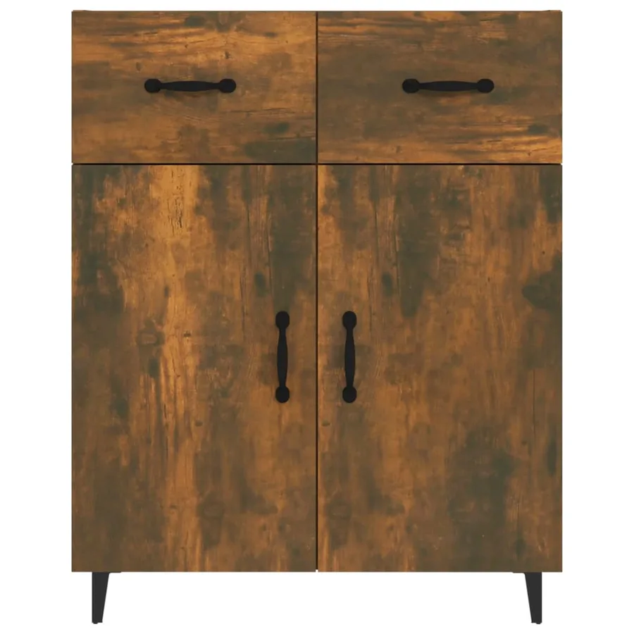 Buffet chêne fumé 69,5x34x90 cm bois d'ingénierie - 5