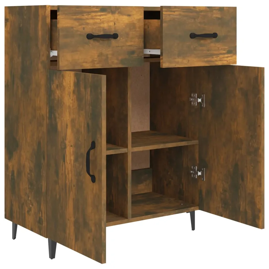 Buffet chêne fumé 69,5x34x90 cm bois d'ingénierie - 7